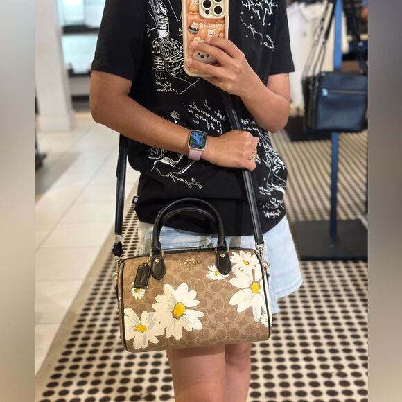 NWT Coach Rowan Satchel Bag In Signature Canvas With Floral Print - Picture 10 of 10